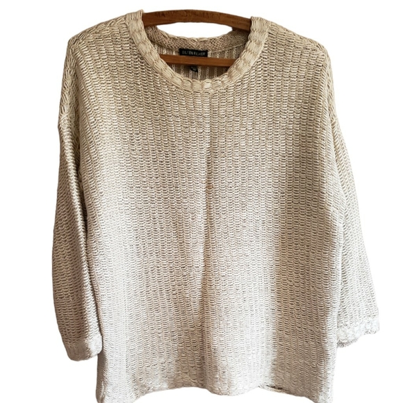Eileen Fisher Sweaters - Eileen Fisher Organic Linen Blend Sweater Knit Womens Pullover Off White Boho SP